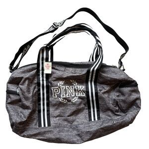 Victoria Secret Pink Heather Gray Zip Duffel Duffle Travel Bag